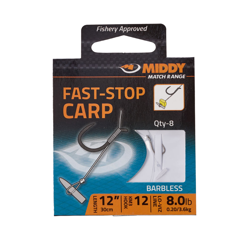 Middy Fast-Stop Carp 12'' Barbless Hooklengths